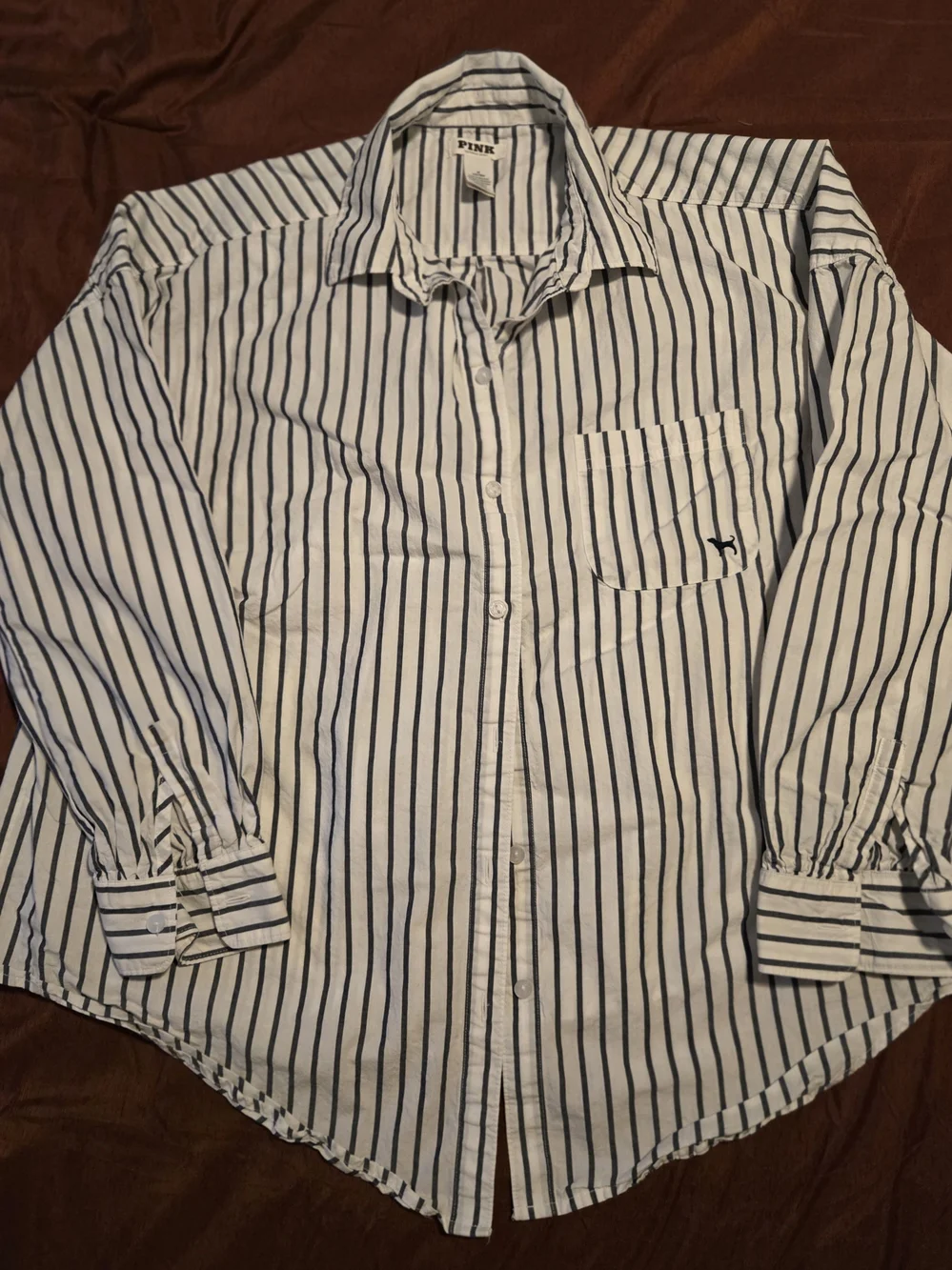 PINK  Women’s Grey & Navy Raglan Tee, With Blue & White Striped Matching Set